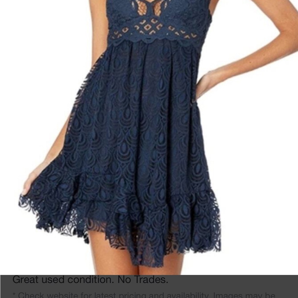 Free People Navy Lace Mini Dress